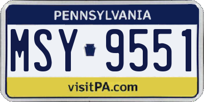 PA license plate MSY9551