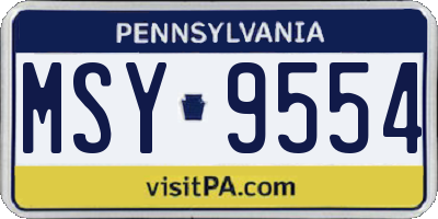 PA license plate MSY9554