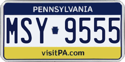 PA license plate MSY9555