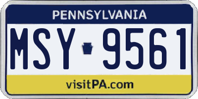 PA license plate MSY9561