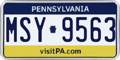 PA license plate MSY9563