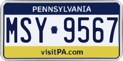 PA license plate MSY9567