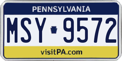 PA license plate MSY9572