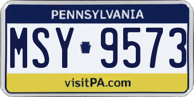 PA license plate MSY9573