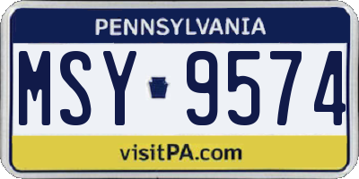 PA license plate MSY9574