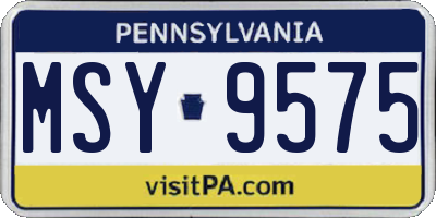 PA license plate MSY9575