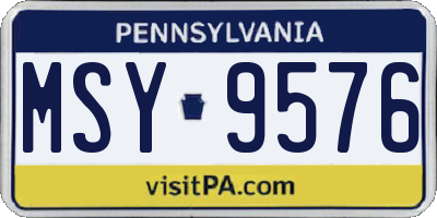 PA license plate MSY9576