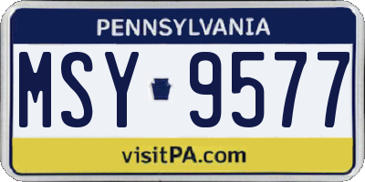 PA license plate MSY9577