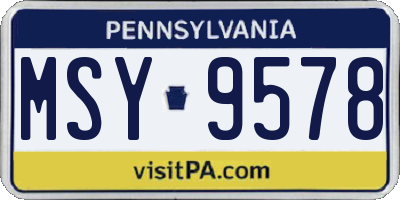 PA license plate MSY9578