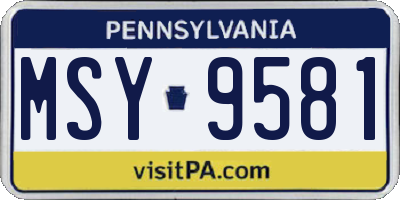 PA license plate MSY9581
