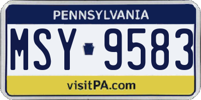 PA license plate MSY9583