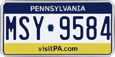 PA license plate MSY9584