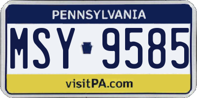 PA license plate MSY9585