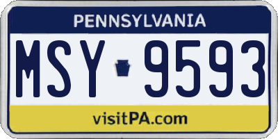 PA license plate MSY9593