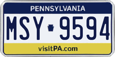 PA license plate MSY9594