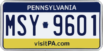PA license plate MSY9601
