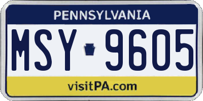 PA license plate MSY9605