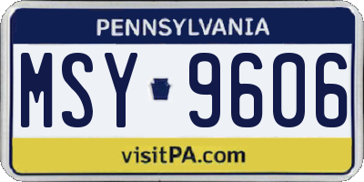 PA license plate MSY9606