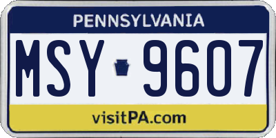 PA license plate MSY9607