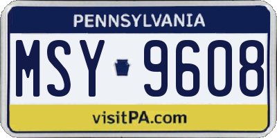 PA license plate MSY9608