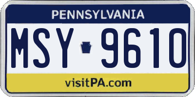 PA license plate MSY9610