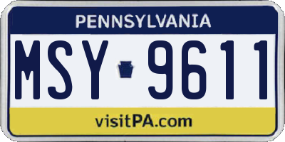 PA license plate MSY9611