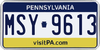 PA license plate MSY9613