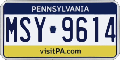 PA license plate MSY9614