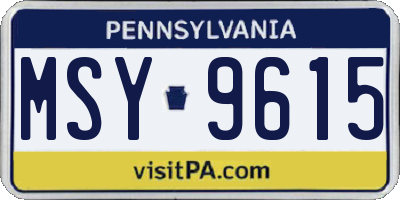 PA license plate MSY9615