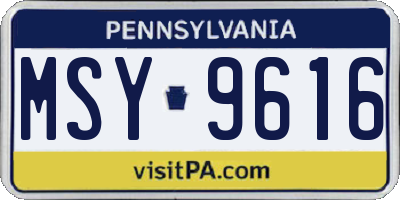 PA license plate MSY9616