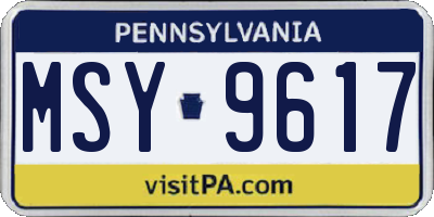 PA license plate MSY9617