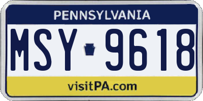 PA license plate MSY9618