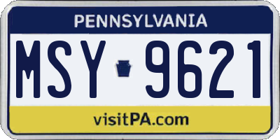 PA license plate MSY9621