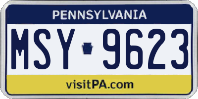 PA license plate MSY9623