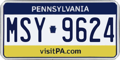 PA license plate MSY9624