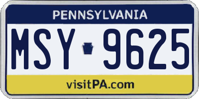 PA license plate MSY9625