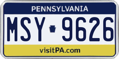PA license plate MSY9626