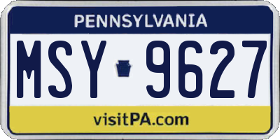 PA license plate MSY9627