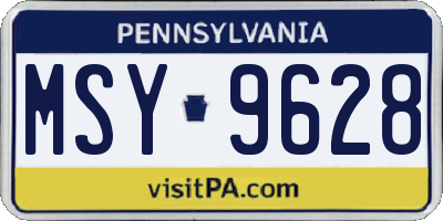 PA license plate MSY9628