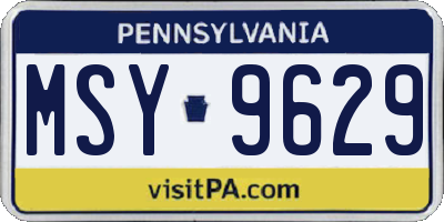 PA license plate MSY9629
