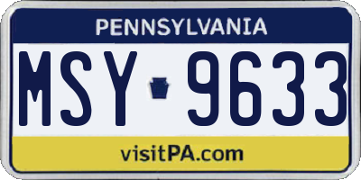 PA license plate MSY9633