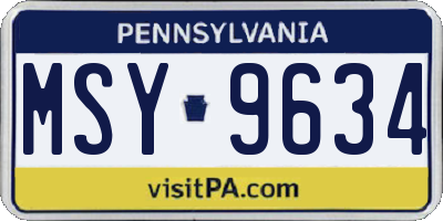 PA license plate MSY9634