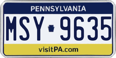 PA license plate MSY9635