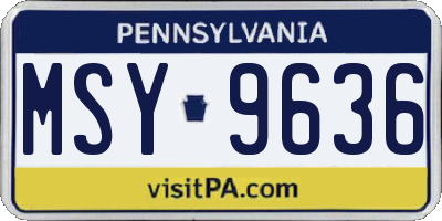 PA license plate MSY9636