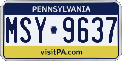 PA license plate MSY9637