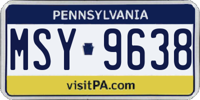 PA license plate MSY9638