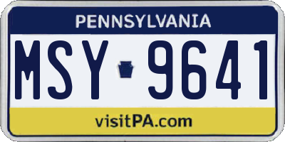 PA license plate MSY9641