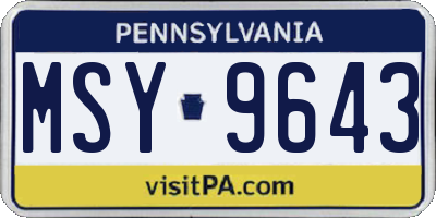 PA license plate MSY9643