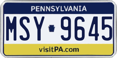 PA license plate MSY9645
