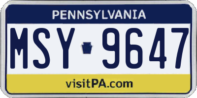 PA license plate MSY9647